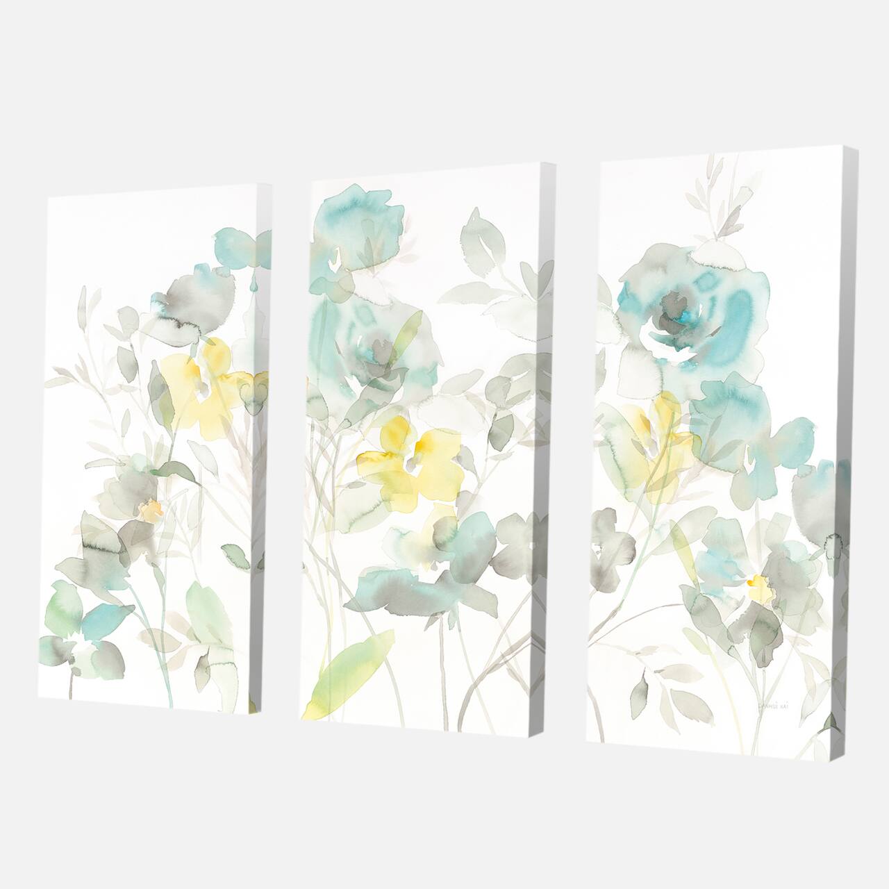 Designart - Aqua Rose Natural Element - Farmhouse Premium Canvas Wall Art